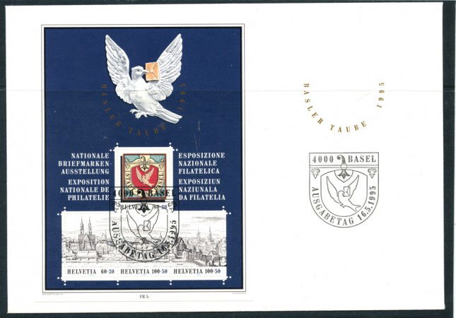 1995 - SVIZZERA - COLOMBA DI BASILEA FOGLIETTO - BUSTA FDC - LOTTO/25278