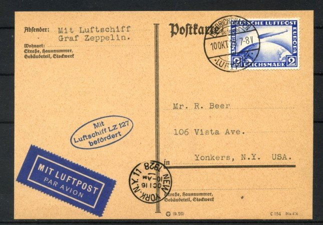 1928 - GERMANIA - LOTTO/42249 - VOLO ZEPPELIN IN AMERICA DEL NORD
