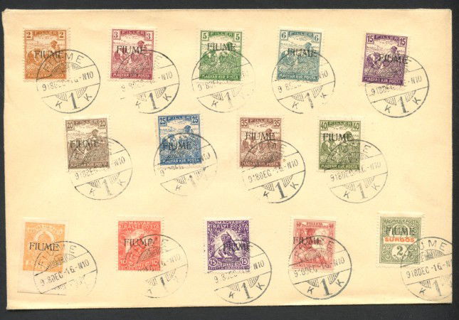 1918 - FIUME - LOTTO/43217 - GRANDE BUSTA AFFRANCATA CON 14 FRANCOBOLLI CON ANNULLO FILATELICO