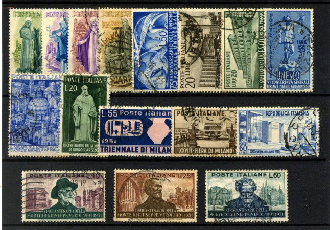 1948/1952 - REPUBBLICA - LOTTO/42942 - INSIEME DI 16 FRANCOBOLLI COMMEMORATIVI USATI
