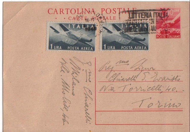 1948 - REPUBBLICA -  LBF/694  - MILANO - CARTOLINA POSTALE
