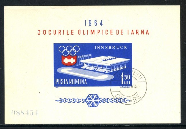 1963 - ROMANIA - OLIMPIADI INVERNALI INNSBRUCK - FOGLIETTO USATO - LOTTO/29327