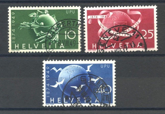 1949 - LOTTO/39395 - SVIZZERA - 75° ANNIVERSARIO U.P.U. 3v. - USATI