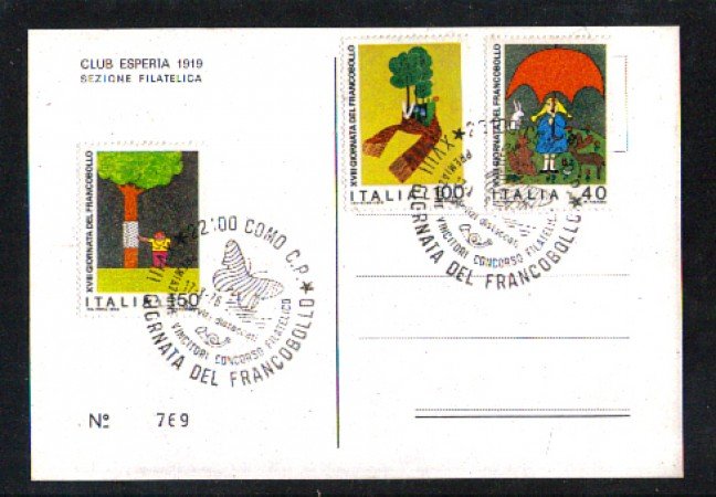 1976 - LOTTO/1577 - REPUBBLICA - GIORNATA DEL FRANCOBOLLO SU CARTOLINA