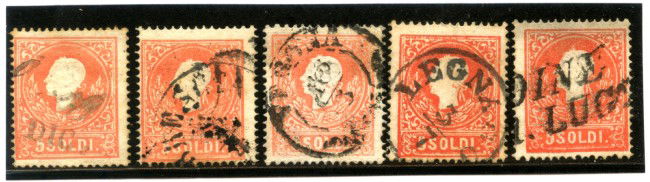 1859 - LOMBARDO VENETO - LOTTO/5469A - 5 SOLDI ROSSO - USATI