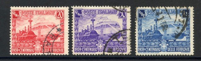 1939 - REGNO - FERROVIA ITALIANA  3v. - USATI - LOTTO/36728