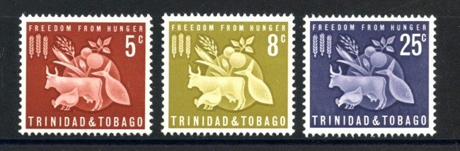 1963 - TRINIDAD E TOBAGO - LOTTO/38903 - CONTRO LA FAME 3v. - NUOVI