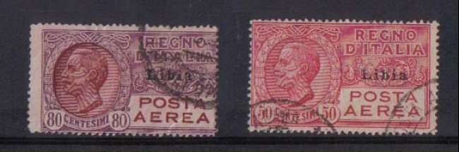 LIBIA - 1928 - LOTTO/2729 - POSTA AEREA 50/80c. - USATI