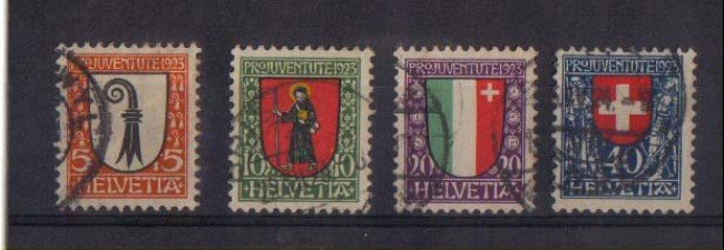 1923 - LOTTO/3407A  - SVIZZERA - PRO JUVENTUTE 4v. - USATI