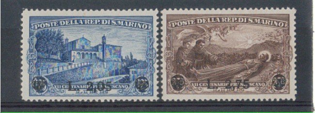 1936 - LOTTO/5652 - S. MARINO - S.FRANCESCO SOPRASTAMPATI 2v. LING.