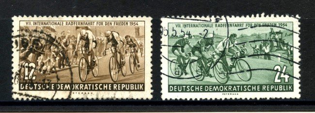 1954 - GERMANIA DDR - CORSA CICLISTICA  2v. - USATI - LOTTO/36099