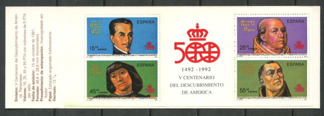 1991 - SPAGNA - SCOPERTA DELL'AMERICA 4v. - LIBRETTO NUOVI - LOTTO/35763