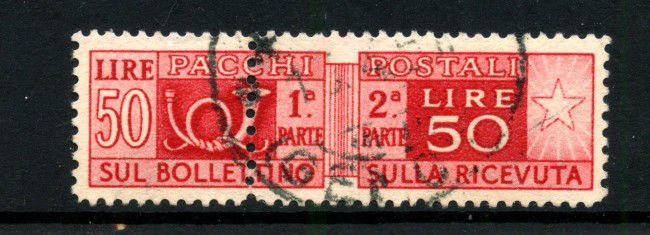 1947 - REPUBBLICA - LOTTO/42703 - 50 LIRE PACCHI POSTALI DENTELLATURA SPOSTATA - USATO