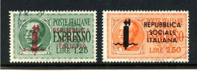 1944 - REPUBBLICA SOCIALE - LOTTO/42696 - ESPRESSI SOPRASTAMPATI  2v. - USATI