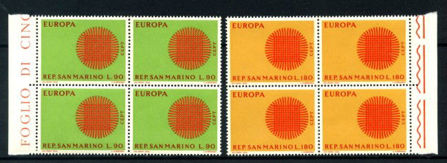 1970 - LOTTO/7924Q - SAN MARINO - EUROPA  2v. - QUARTINE NUOVI