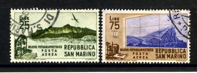 1952 - SAN MARINO - RILIEVO FOTOGRAMMETRICO 2v. - USATI - LOTTO/36695