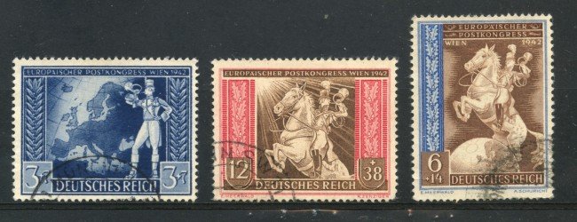 1942 - GERMANIA REICH - LOTTO/38154 - CONGRESSO POSTALE 3v.  USATI