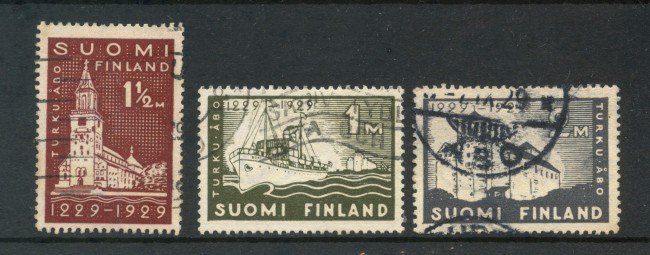 1929 - FINLANDIA - CITTA' DI TURKU  3v. - USATI - LOTTO/3486