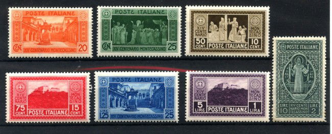 1929 - REGNO - LOTTO/43529 - ABBAZIA DI MONTECASSINO  7v. - T/L