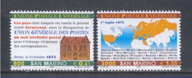 1999 - LOTTO/8207 - SAN MARINO - U.P.U. ANNIVERSARIO