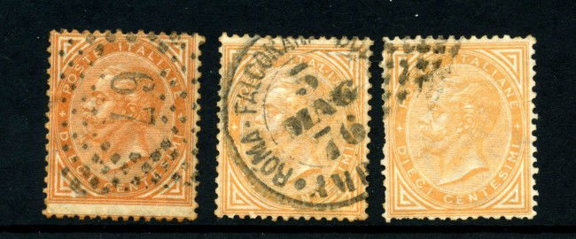 1863/65 - REGNO - LOTTO/43091 - 10 CENT. OCRA  - INSIEME DI 3 FRANCOBOLLI USATI