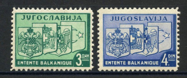 1937 - JUGOSLAVIA - INTESA BALCANICA 2v. - NUOVI - LOTTO/33723