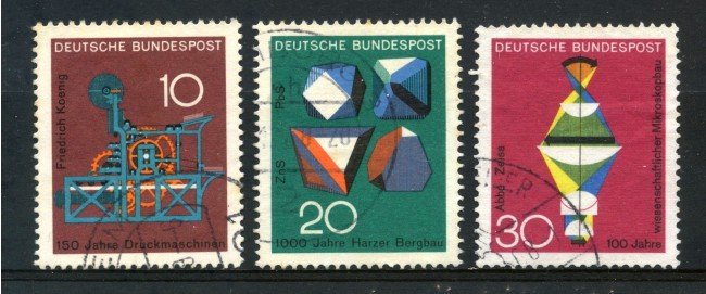 1968 - GERMANIA FEDERALE - PROGRESSI DELLA SCIENZA 3v. - USATI - LOTTO/30940U