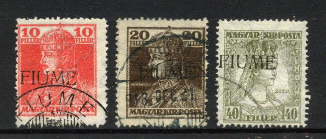 1918 - FIUME - LOTTO/42302 - CARLO E ZITA 3v. - USATI