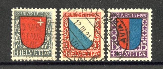 1920 - SVIZZERA - LOTTO/40654 - PRO JUVENTUTE 3v. - USATI