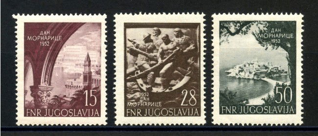 1952 - JUGOSLAVIA - DECENNALE MARINA DA GUERRA 3v. - NUOVI - LOTTO/33779