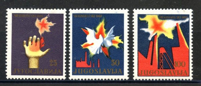 1964 - JUGOSLAVIA - CONGRESSO LEGA COMUNISTA  3v. - NUOVI - LOTTO/33861