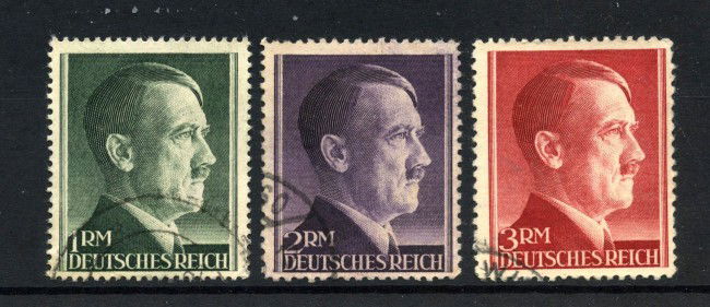 1942 - GERMANIA REICH - LOTTO/43178 - EFFIGIE DI HITLER 3v.  USATI