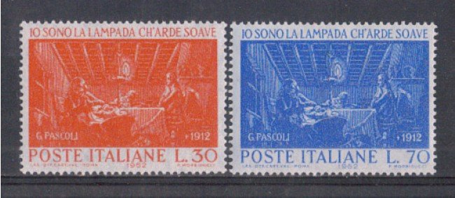 1962 - LOTTO/6399 - REPUBBLICA - GIOVANNI PASCOLI 2v.