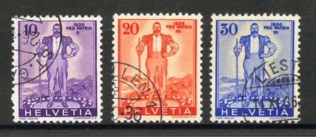 1936 - SVIZZERA - LOTTO/40668 - DIFESA NAZIONALE 3v. - USATI
