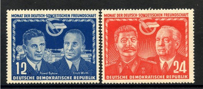 1951 - GERMANIA DDR - AMICIZIA CON L'UNIONE SOVIETICA 2v. - LINGUELLATI - LOTTO/36078