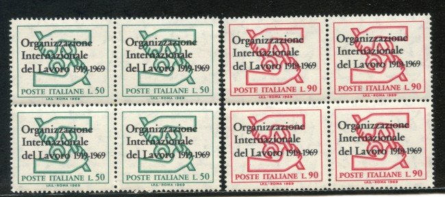 1969 - LOTTO/6519Q - REPUBBLICA - ORGANIZZAZIONE  LAVORO 2v. - QUARTINA NUOVI
