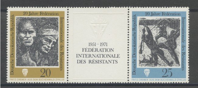 1971 - GERMANIA DDR - FEDERAZIONE RESISTENTI 2v. - NUOVI - LOTTO/36404