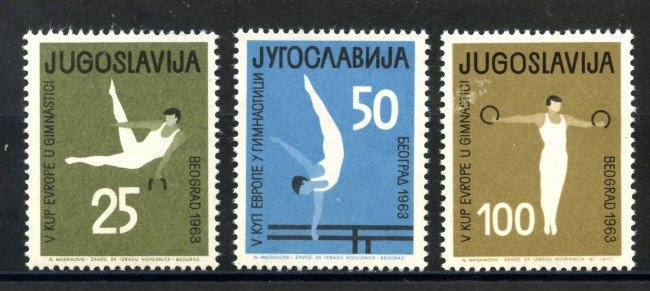 1963 - JUGOSLAVIA - PREMIO EUROPEO DI GINNASTICA 3 v. - NUOVI - LOTTO/33846