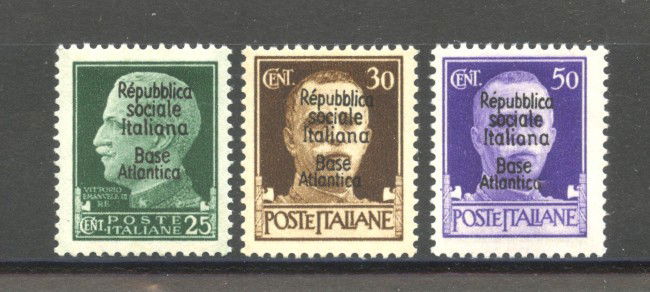 1944 - BASE ATLANTICA - LOTTO/39894 - SOPRASTAMPATI 3v. NUOVI/TL