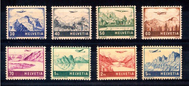 1941 -  LOTTO/10658CPN - SVIZZERA - POSTA AEREA VEDUTE E AEREI 8v. - NUOVI