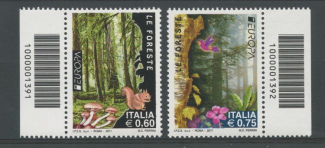 2011 - LOTTO/15399CB - EUROPA FORESTE 2v. - CODICI  BARRE