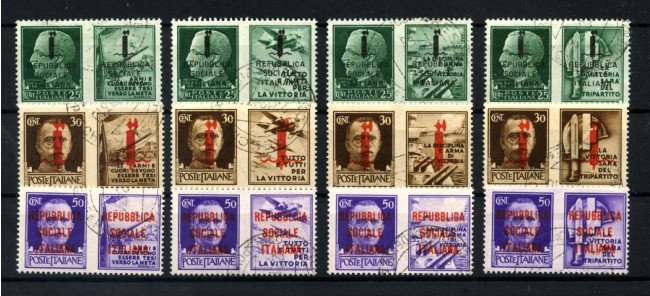 1944 - REPUBBLICA SOCIALE - LOTTO/42218 - PROPAGANDA DI GUERRA 12v. USATI