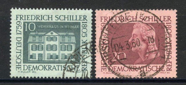 1959 - GERMANIA DDR - FRIEDRICH  SCHILLER  2v. - USATI - LOTTO/36168