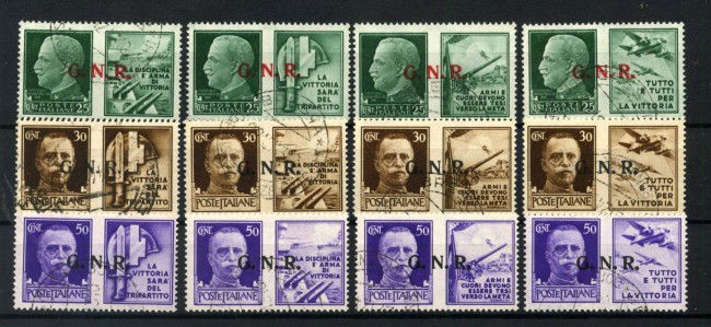 1944 - REPUBBLICA SOCIALE - LOTTO/42693 - PROPAGANDA DI GUERRA 12v. - USATI