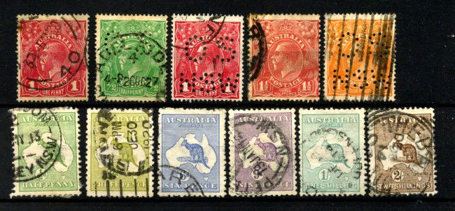 1912/20 - AUSTRALIA - LOTTO/42849 - INSIEME DI 11 FRANCOBOLLI PRIMO PERIODO USATI 