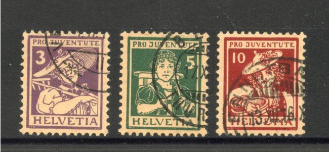 1916 - SVIZZERA - LOTTO/40642 - PRO JUVENTUTE 3v. - USATI