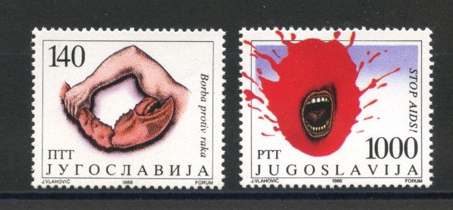 1988 - JUGOSLAVIA - LOTTO/38490 - LOTTA AL CANCRO 2v.  - NUOVI