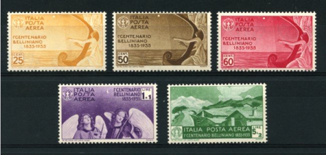 1935 - LOTTO/11651 - REGNO - VINCENZO BELLINI POSTA AEREA  5v. - NUOVI
