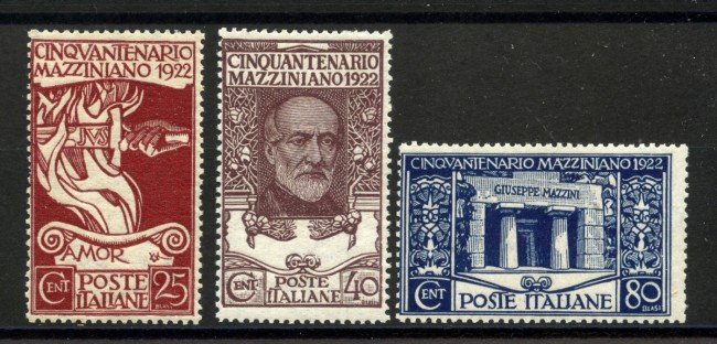 1922 - REGNO D'ITALIA - LOTTO/37938 - GIUSEPPE MAZZINI 3v. - NUOVI
