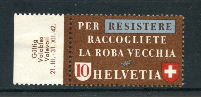 1942 - LOTTO/23118 - SVIZZERA - 10 CENT. PROPAGANDA MATERIE ITALIANO - NUOVO
